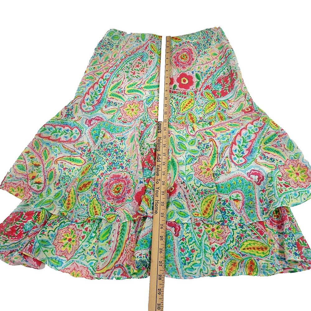 Y2K‎ Colorful Paisley Tiered Skirt American Living S Flouncy Floral Fairy Core - Picture 14 of 15